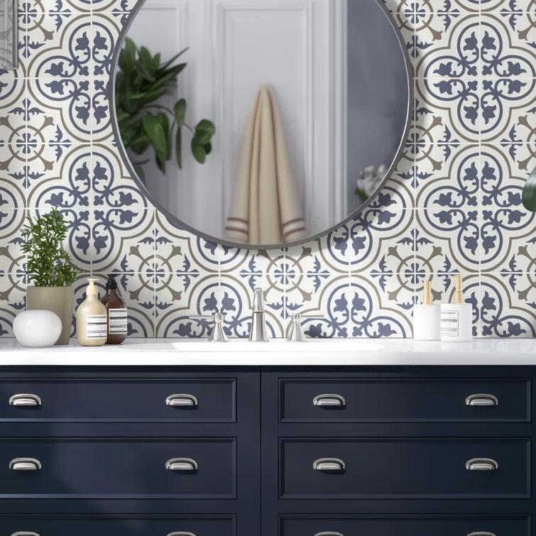 Amara 8" x 8" Encaustic Look Matte Porcelain Floor & Wall Tile