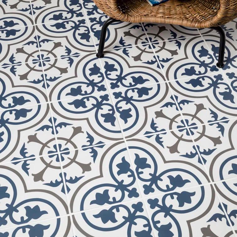 Amara 8" x 8" Encaustic Look Matte Porcelain Floor & Wall Tile