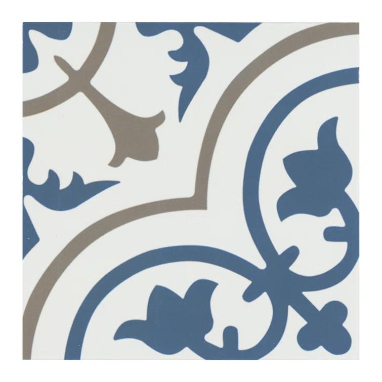 Amara 8" x 8" Encaustic Look Matte Porcelain Floor & Wall Tile