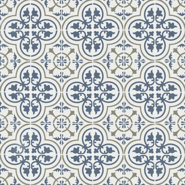 Amara 8" x 8" Encaustic Look Matte Porcelain Floor & Wall Tile