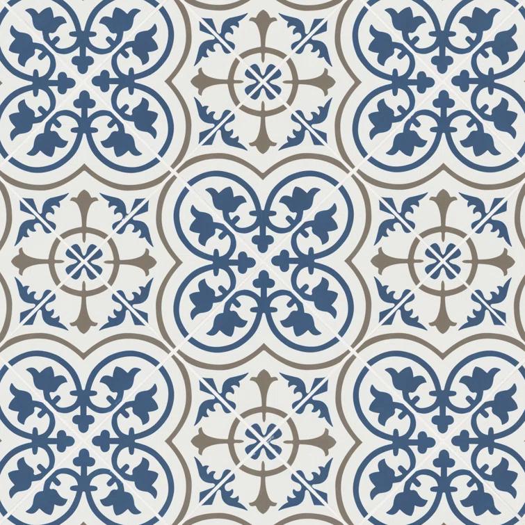 Amara 8" x 8" Encaustic Look Matte Porcelain Floor & Wall Tile