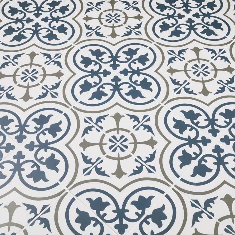 Amara 8" x 8" Encaustic Look Matte Porcelain Floor & Wall Tile