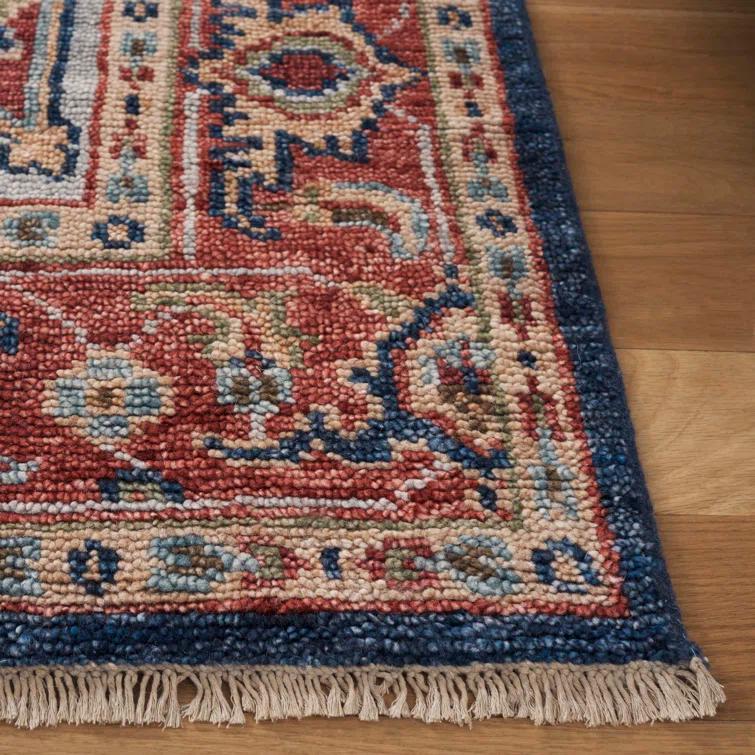 Samarkand SRK114 Hand Knotted Area Rug - Navy/Rust - 6'x9' - Safavieh.