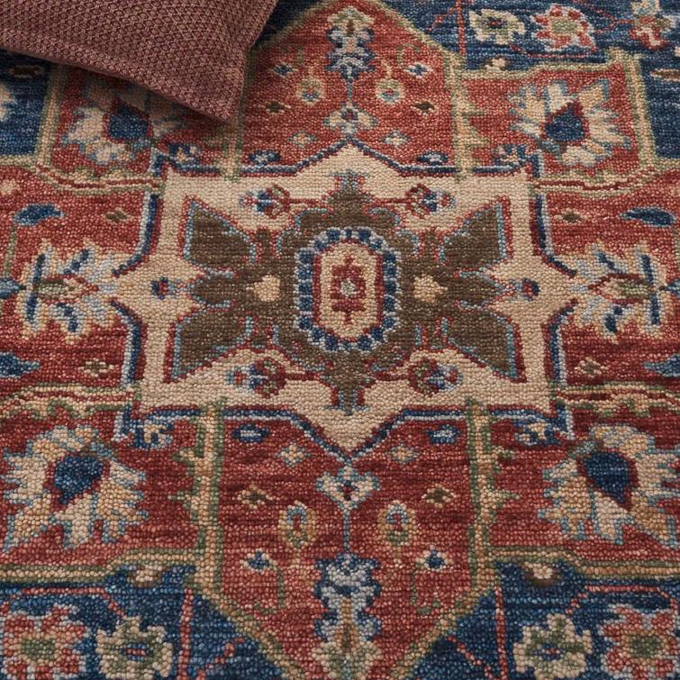 Samarkand SRK114 Hand Knotted Area Rug - Navy/Rust - 8'x10' - Safavieh.
