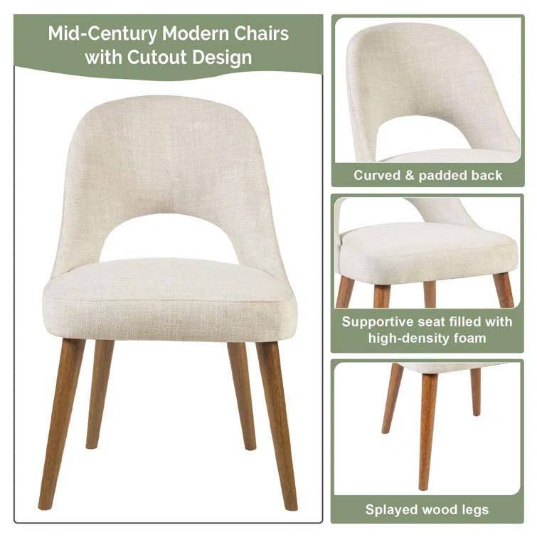 Nola Upholstered Dining Side Chairs with Cutout Back Design