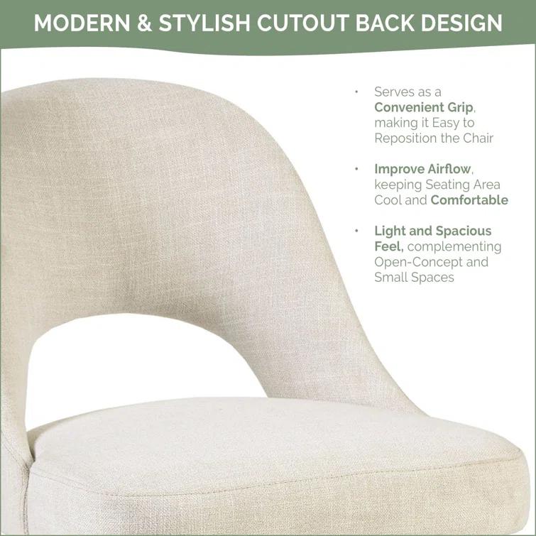 Nola Upholstered Dining Side Chairs with Cutout Back Design