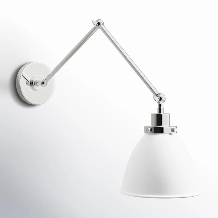 Wellfleet Matte White and Polished Nickel 14" Dimmable Armed Sconce