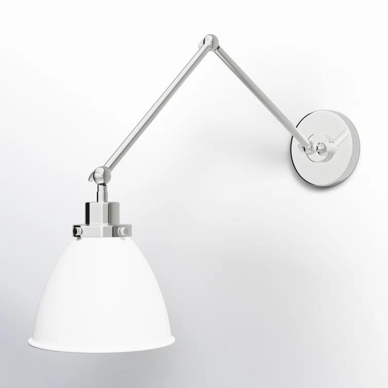 Wellfleet Matte White and Polished Nickel 14" Dimmable Armed Sconce