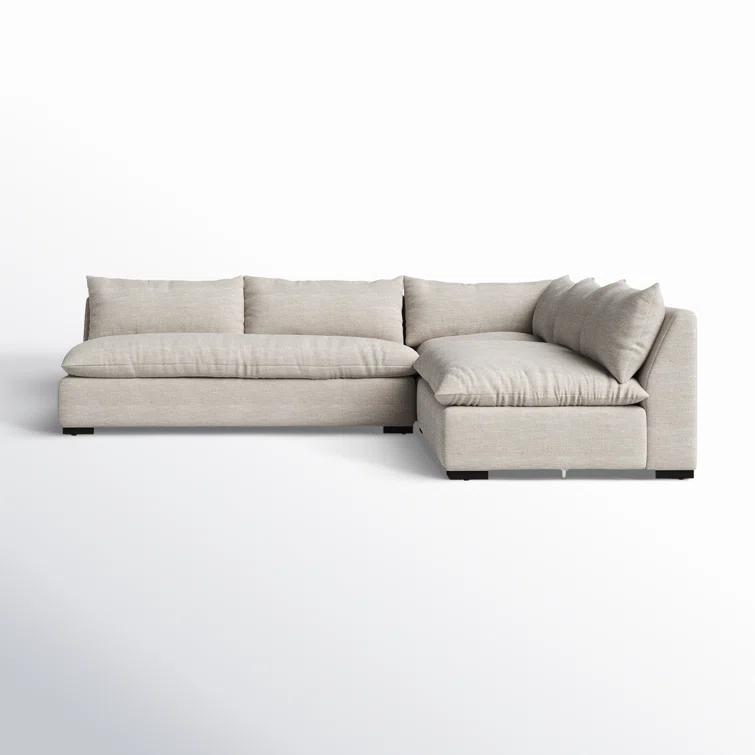 Grant 3-Piece Armless Oatmeal Sectional with Textural Twill