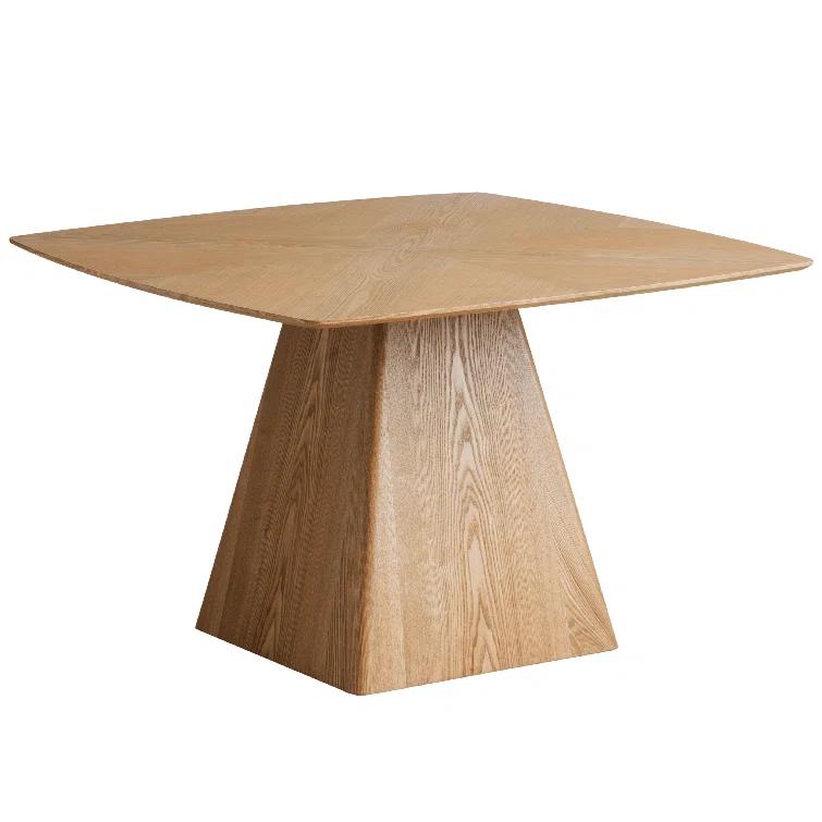 5-Piece Dining Set With Square Wooden Table In Natural Wood And 4 Upholstered Dining Chairs