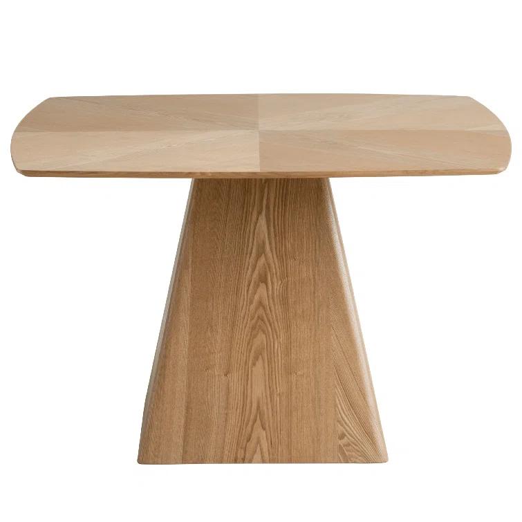 5-Piece Dining Set With Square Wooden Table In Natural Wood And 4 Upholstered Dining Chairs