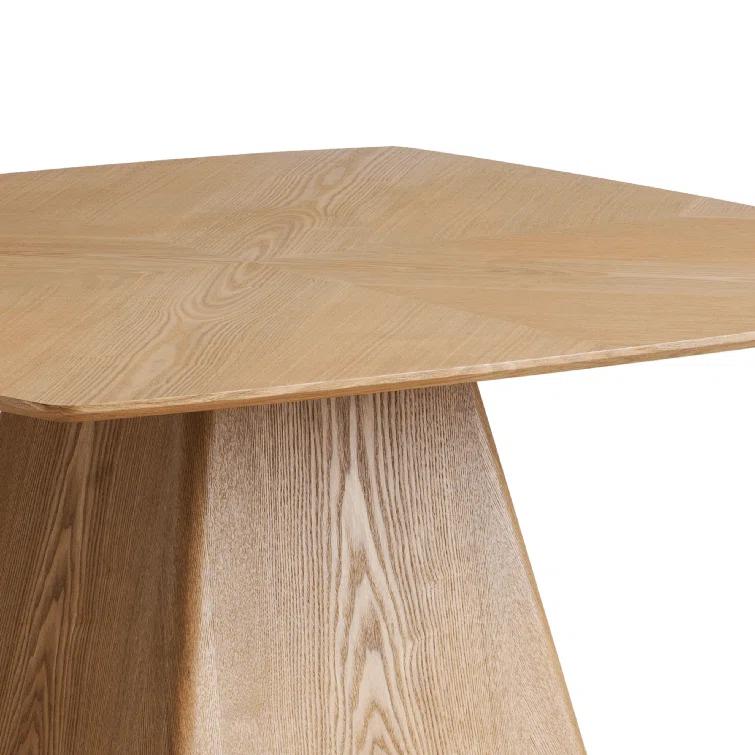 5-Piece Dining Set With Square Wooden Table In Natural Wood And 4 Upholstered Dining Chairs