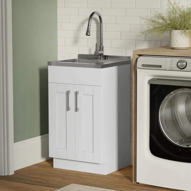 Modern Wide Shaker All-In-One 20-inch Laundry Utility Sink and Cabinet