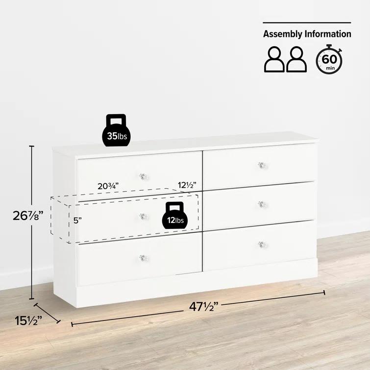 Mcclarrie Simplistic 6 Drawer 47.5" W Double Dresser