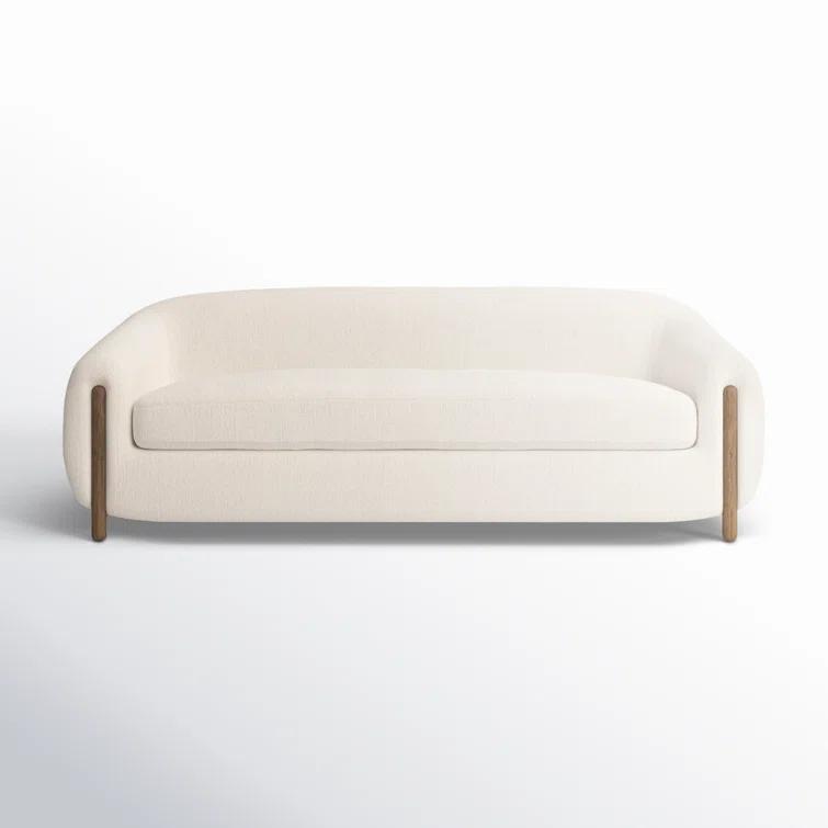 Kerbey Ivory Velvet Rolled Arm Plush Sofa