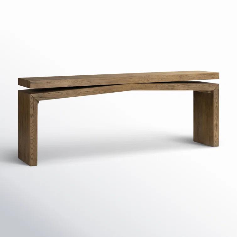 Rustic Gray Oak Veneer Console Table with Storage
