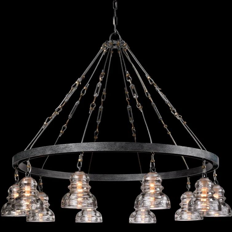 10 - Light Wagon Wheel Chandelier