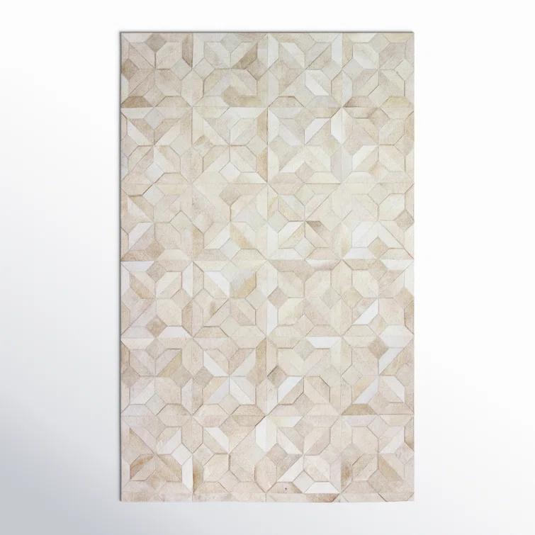 Santa Fe Cowhide Geometric Area Rug in Camel