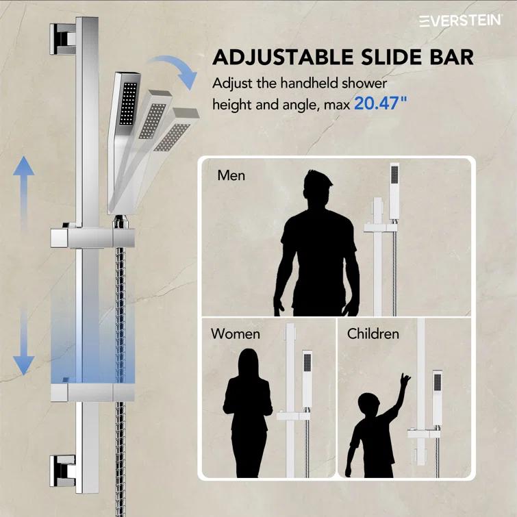Dual-Function Wall Mounted Waterfall & Rainfall Shower Faucet Set With Rough-In Valve