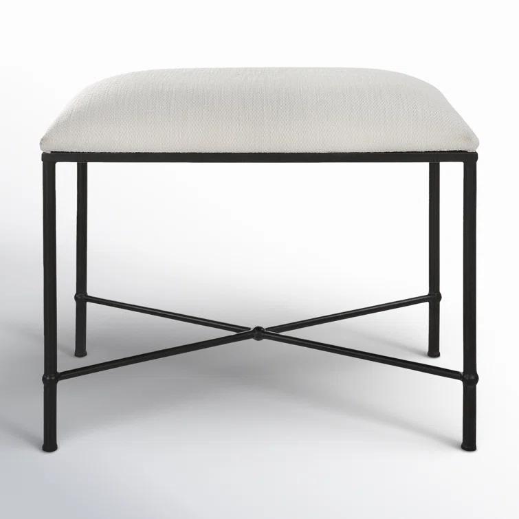 Uttermost Avenham Contemporary Iron and Fabric Small Bench in White/Black