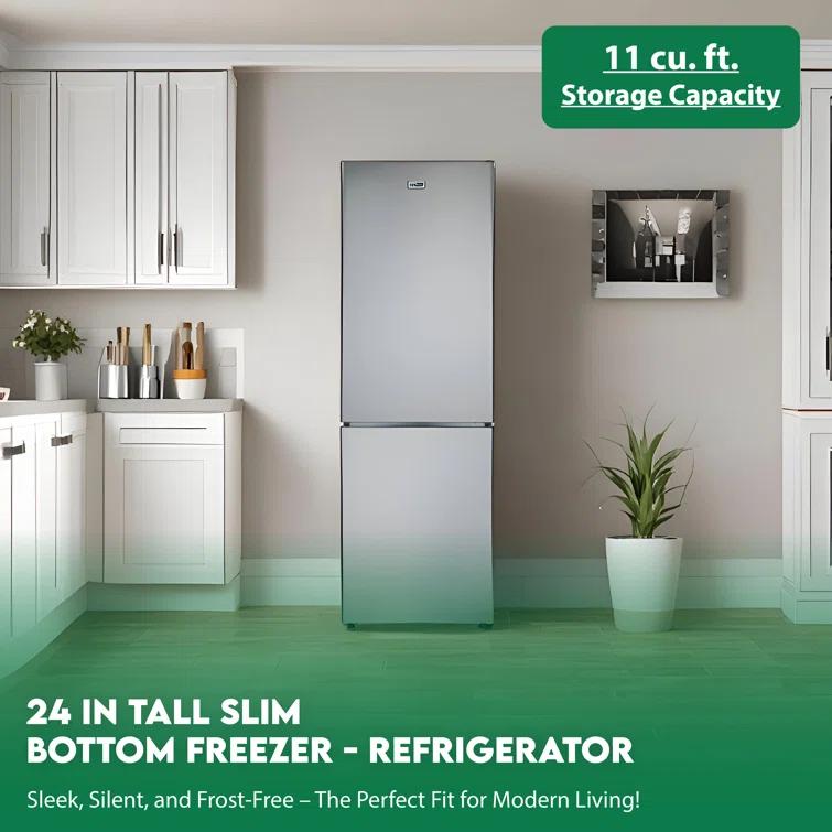 Equator Advanced Appliances Conserv 11cf Bottom Freezer Refrigerator 24in w/ WINE RACK Stainless 110V			 MDRF359WE