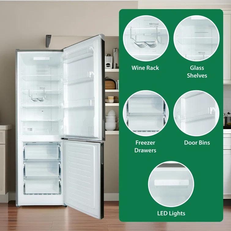 Equator Advanced Appliances Conserv 11cf Bottom Freezer Refrigerator 24in w/ WINE RACK Stainless 110V			 MDRF359WE