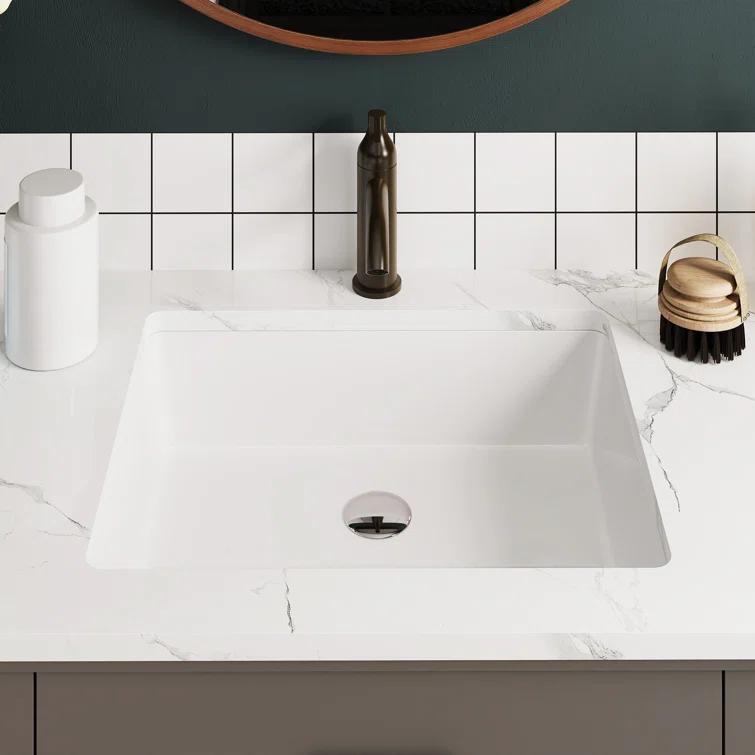DeerValley Ursa 20" X 15.6" Rectangular Vitreous China Undermount Bathroom Sink with Overflow