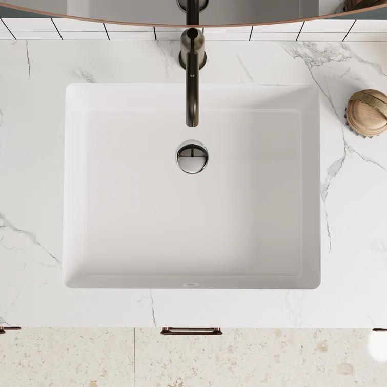 DeerValley Ursa 20" X 15.6" Rectangular Vitreous China Undermount Bathroom Sink with Overflow