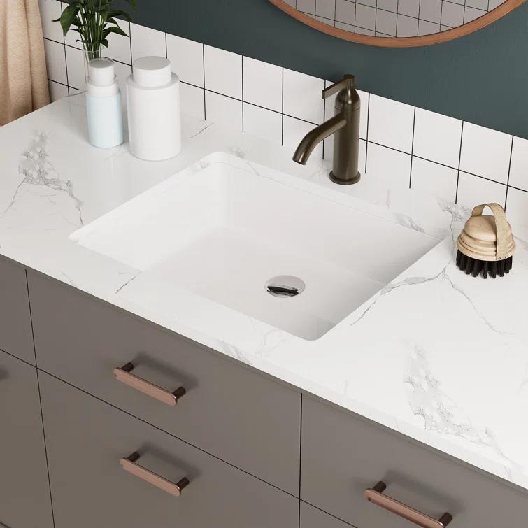 DeerValley Ursa 20" X 15.6" Rectangular Vitreous China Undermount Bathroom Sink with Overflow