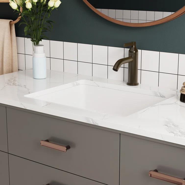 DeerValley Ursa 20" X 15.6" Rectangular Vitreous China Undermount Bathroom Sink with Overflow