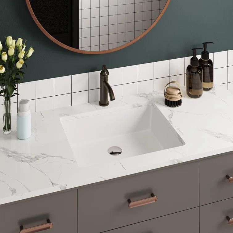 DeerValley Ursa 20" X 15.6" Rectangular Vitreous China Undermount Bathroom Sink with Overflow
