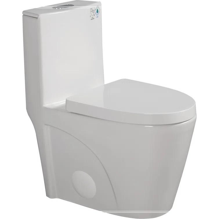 One-Piece Toilet, 1.1/1.60 GPF Water-Efficient Dual-Flush Elongated Comfort Height Floor Mounted, Standard-Size Toilet With Soft Closing Seat Included