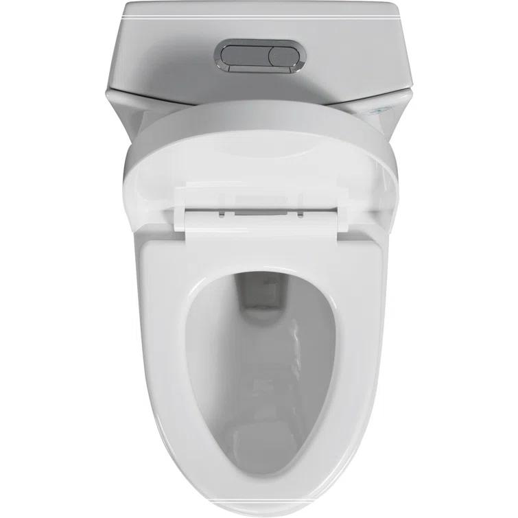 One-Piece Toilet, 1.1/1.60 GPF Water-Efficient Dual-Flush Elongated Comfort Height Floor Mounted, Standard-Size Toilet With Soft Closing Seat Included