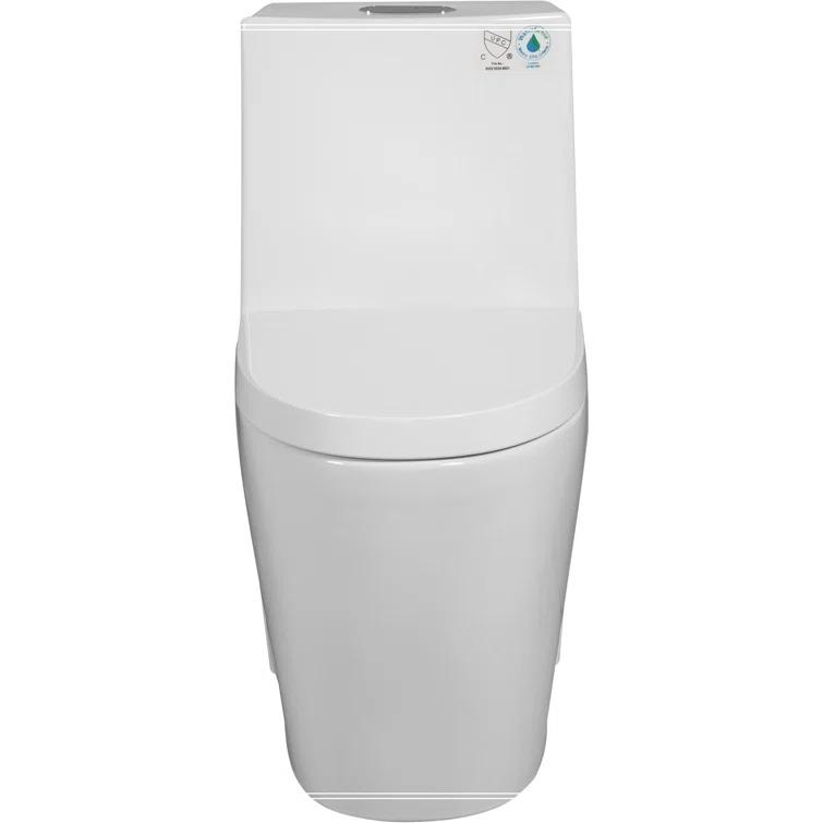 One-Piece Toilet, 1.1/1.60 GPF Water-Efficient Dual-Flush Elongated Comfort Height Floor Mounted, Standard-Size Toilet With Soft Closing Seat Included