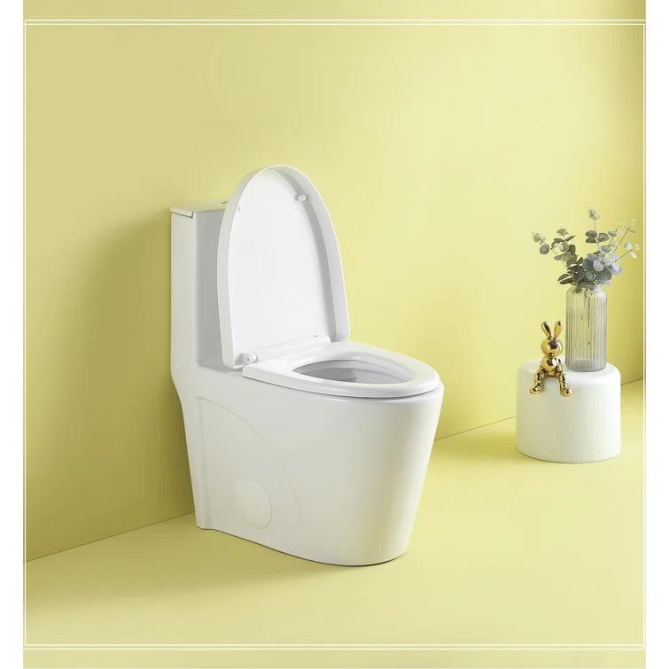 One-Piece Toilet, 1.1/1.60 GPF Water-Efficient Dual-Flush Elongated Comfort Height Floor Mounted, Standard-Size Toilet With Soft Closing Seat Included