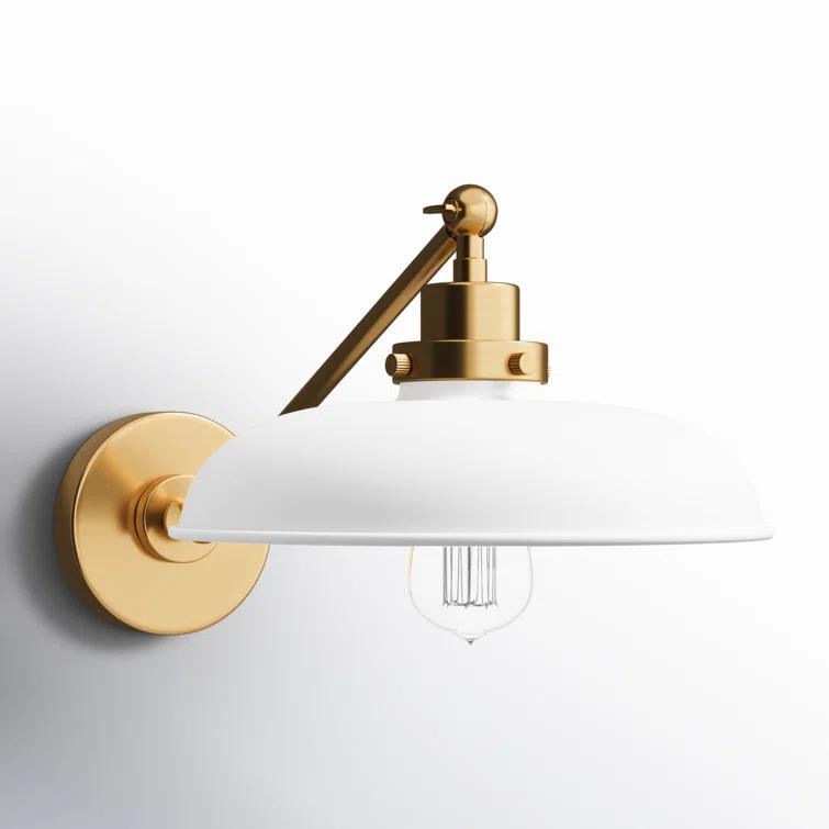 Wellfleet Matte White & Burnished Brass Dome Task Sconce