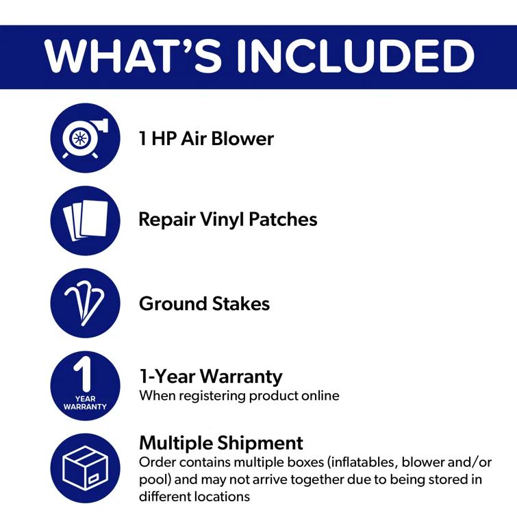 Herokiddo Block Party 12’ Tall Dual Lane Backload Inflatable Water Slide With Attached Pool, For Kids And Adults, Commercial Grade Pvc Vinyl, Outdoor Backyard Fun, Blow Up Water Park, (blower Included)