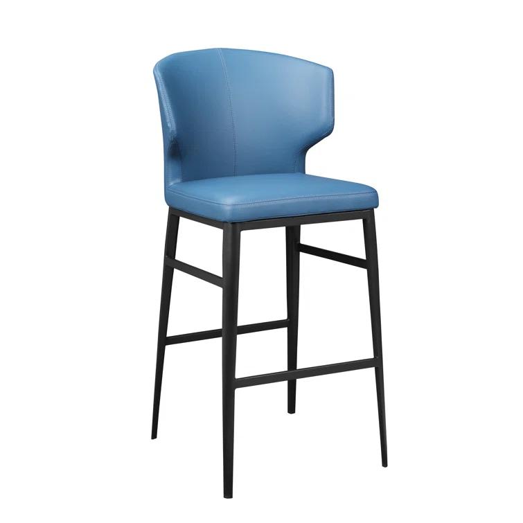 Delaney 39'' Contemporary Steel Blue Faux Leather Counter Stool