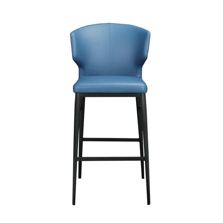 Delaney 39'' Contemporary Steel Blue Faux Leather Counter Stool