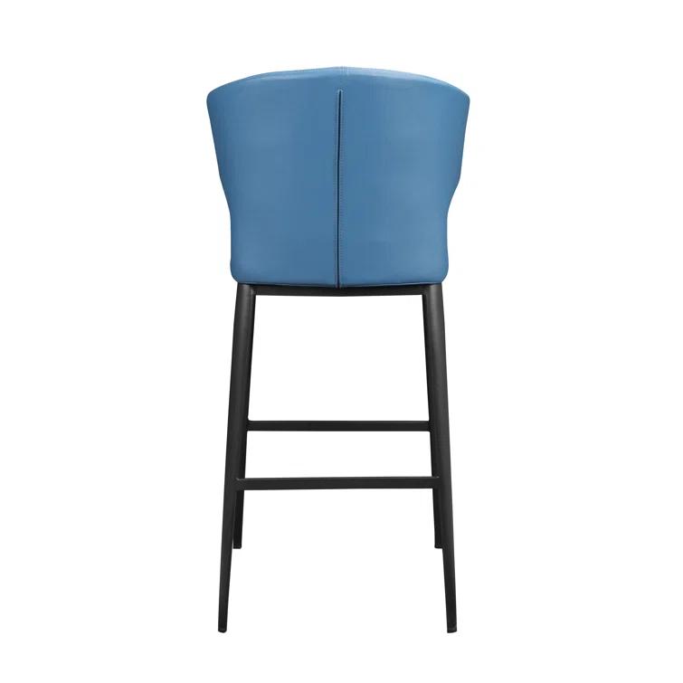 Delaney 39'' Contemporary Steel Blue Faux Leather Counter Stool