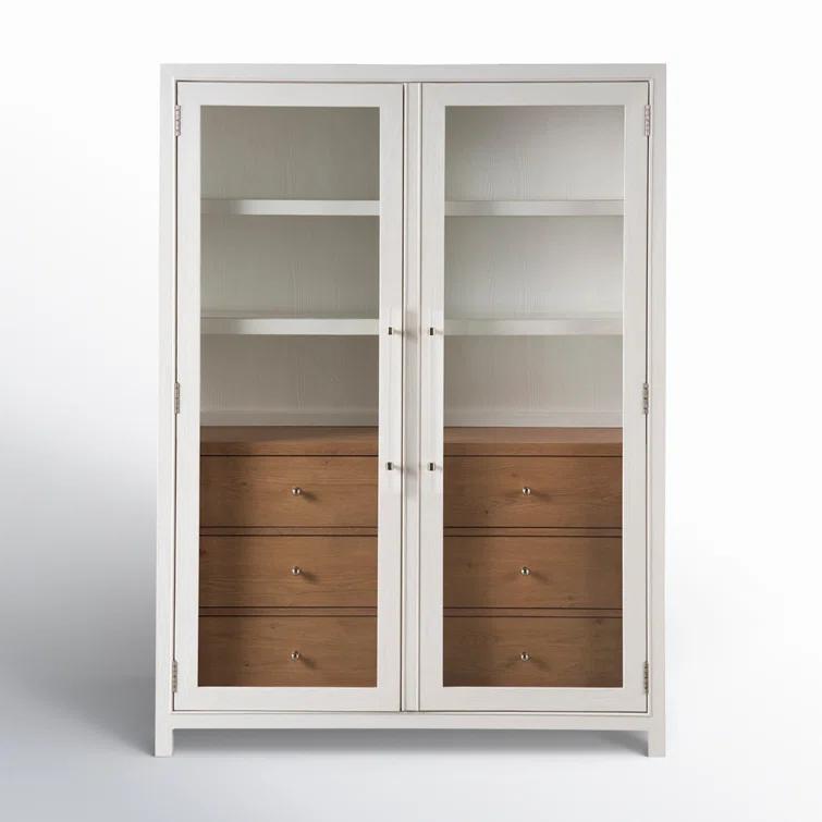 Coastal Living Seaside Display Cabinet in Weathered White and Natural Tan Oak