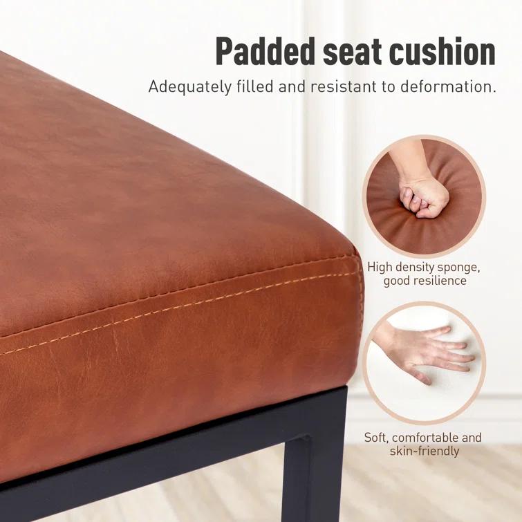 Wade Logan® Catharinus Extra Tall Bar Stool Set - Black Metal Base & Waterproof Faux Leather (Set of 3)