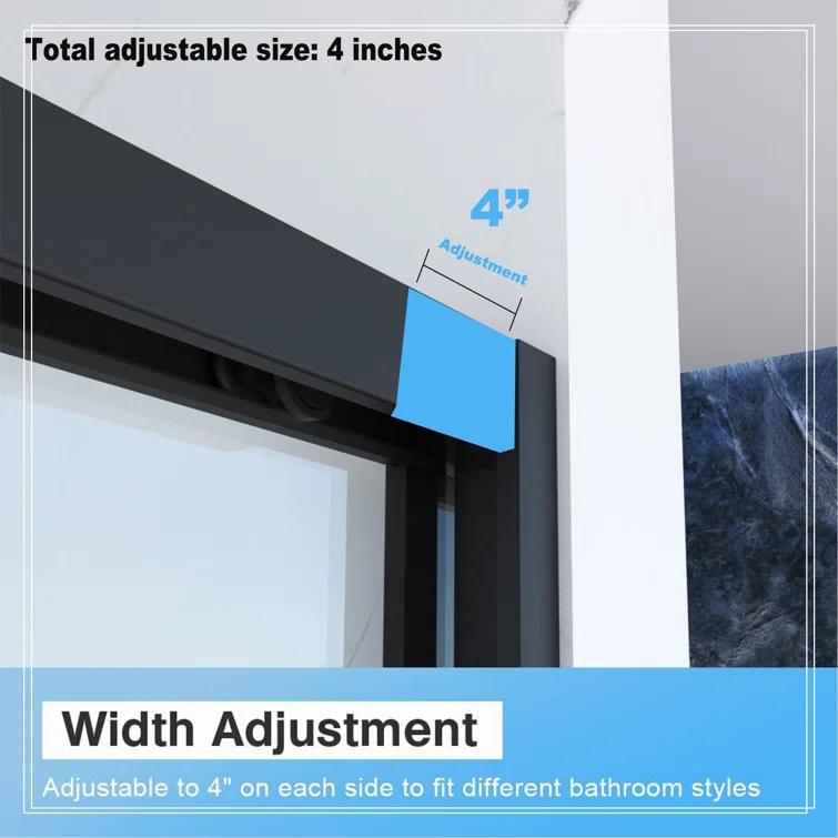 REDmintss 56-60"X70" Aluminum Frame Double Sliding Shower Door,Bypass Bathroom Sliding Door With Premium 5/16" (8Mm) Clear Tempered Glass, Black Hardware Sliding Glass Shower Enclosure,Matte Black Finished AGLBX06590A