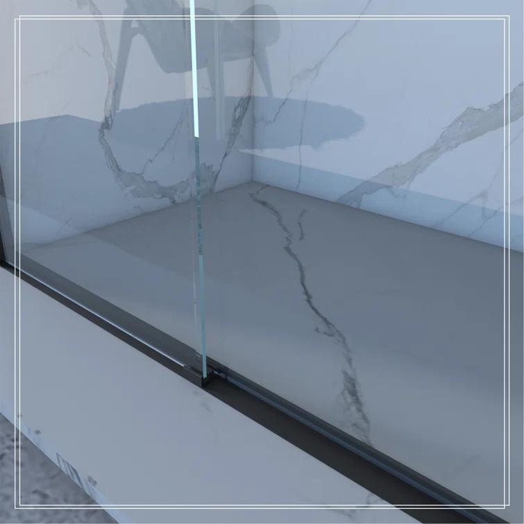 REDmintss 56-60"X70" Aluminum Frame Double Sliding Shower Door,Bypass Bathroom Sliding Door With Premium 5/16" (8Mm) Clear Tempered Glass, Black Hardware Sliding Glass Shower Enclosure,Matte Black Finished AGLBX06590A