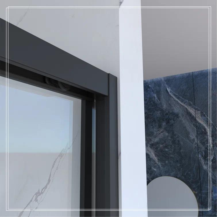 REDmintss 56-60"X70" Aluminum Frame Double Sliding Shower Door,Bypass Bathroom Sliding Door With Premium 5/16" (8Mm) Clear Tempered Glass, Black Hardware Sliding Glass Shower Enclosure,Matte Black Finished AGLBX06590A