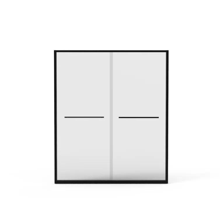 REDmintss 56-60"X70" Aluminum Frame Double Sliding Shower Door,Bypass Bathroom Sliding Door With Premium 5/16" (8Mm) Clear Tempered Glass, Black Hardware Sliding Glass Shower Enclosure,Matte Black Finished AGLBX06590A