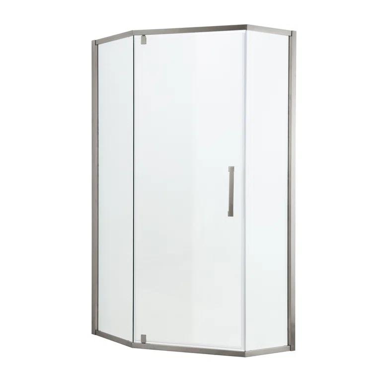 REDmintss Shower Door 34-1/8" X 72" Semi-Frameless Neo-Angle Hinged Shower Enclosure AGLBX06527A