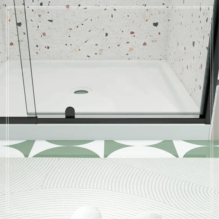 38-42" W x 71" H Flush Glass Shower Door Reversible Installation