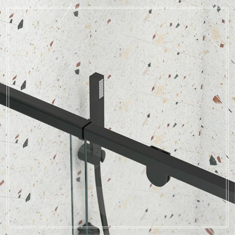 38-42" W x 71" H Flush Glass Shower Door Reversible Installation