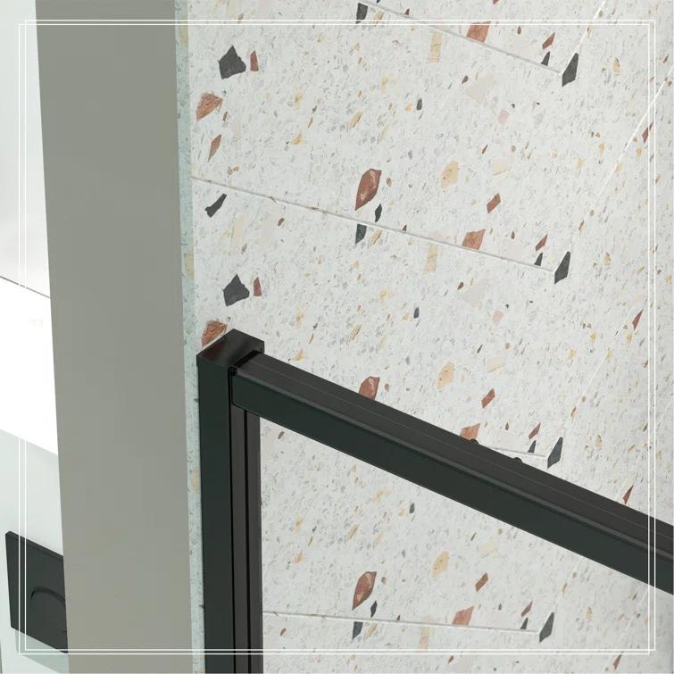 38-42" W x 71" H Flush Glass Shower Door Reversible Installation